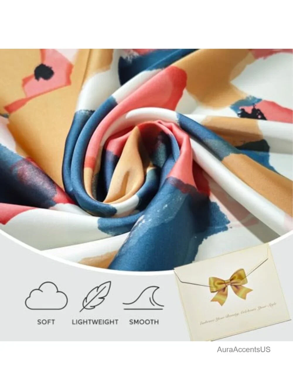 Premium Printed Satin Silk-Like Head Scarf for Women Square Hair Scarf 27 Inches